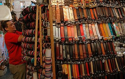 Lots of leather at the San Lorenzo Market - Florence